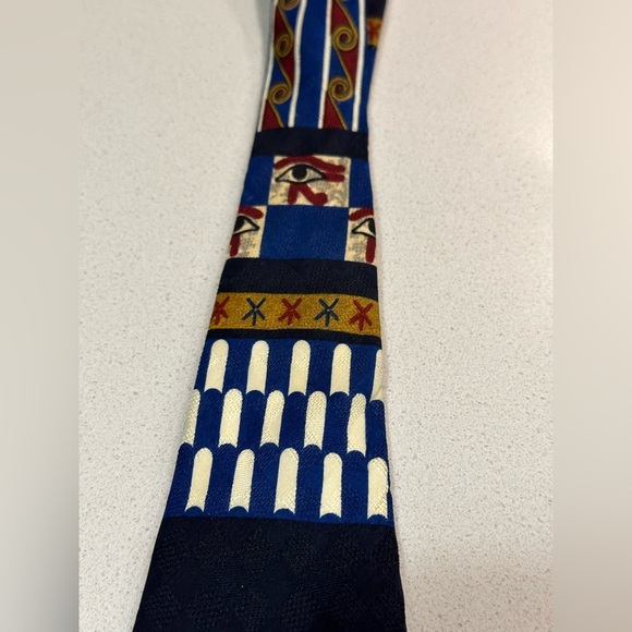 Vintage metropolitan museum “The Met” ancient Egyptian nostalgia art silk tie - Picture 9 of 12